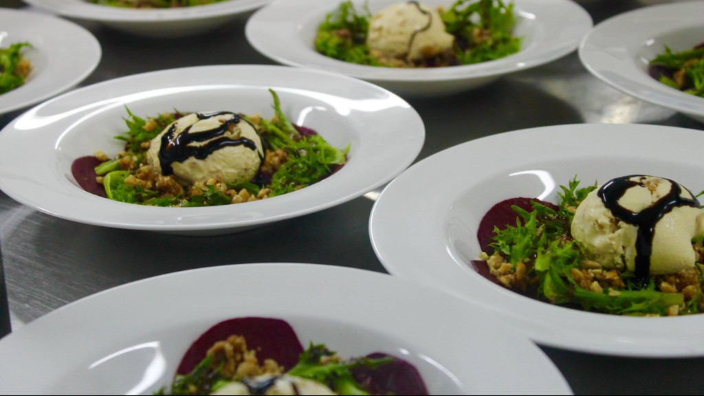 Roasted Beets, Candied Nuts and Goat Cheese Ice Cream